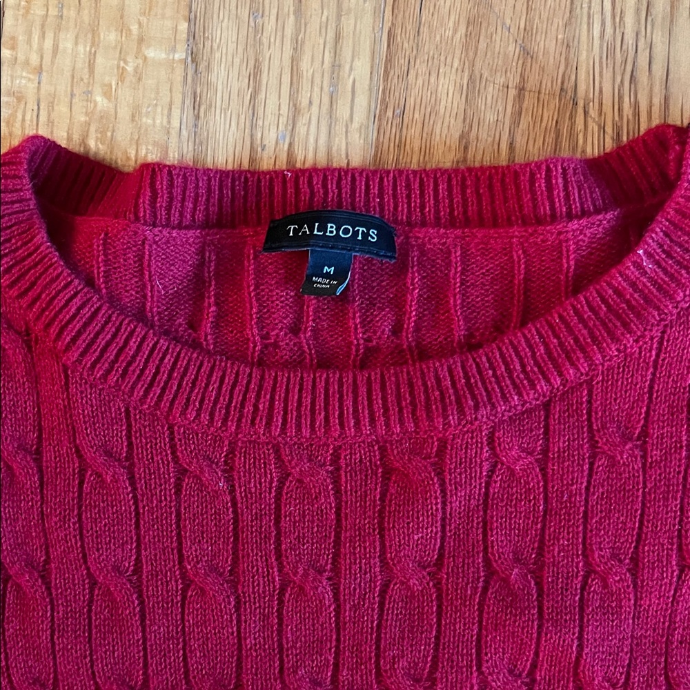 Talbots Red Button-Shoulder Sweater - Picture 2 of 3